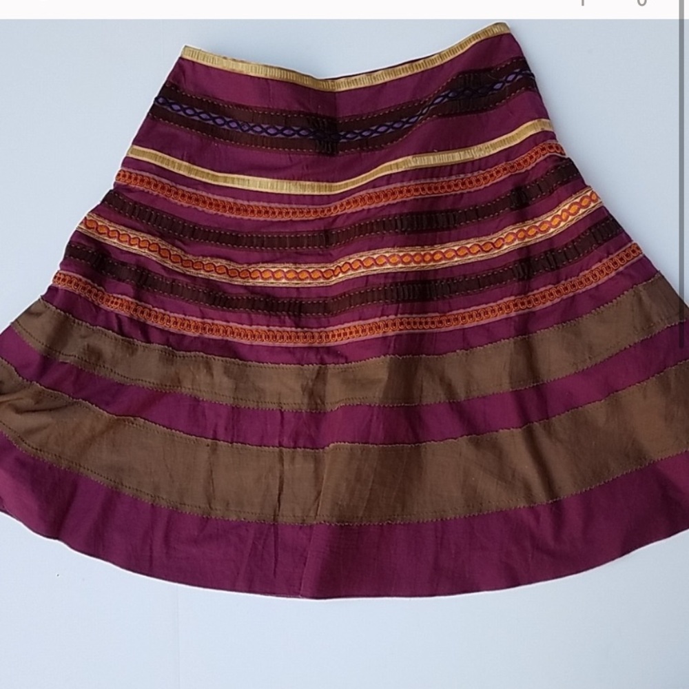 Limited Fall colored striped skirt 6 ribbon trim
